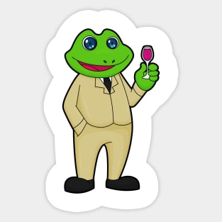 Frog as Groom with Glass of Red wine Sticker